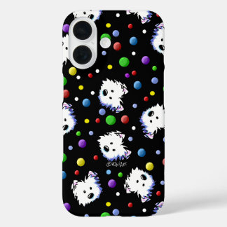 Funda iPhone 16 Punto de KiniArt Westie Polka