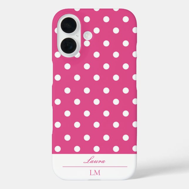 Funda iPhone 16 Punto de Polka Rosa Girona (Reverso )
