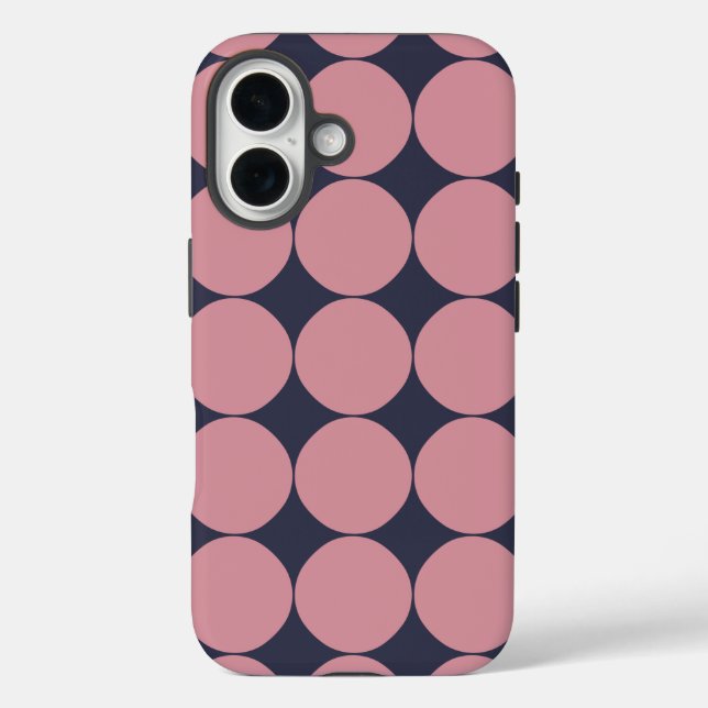 Funda iPhone 16 Punto de polka rosa moderno y elegante (Reverso )