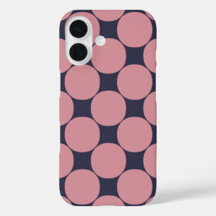 Funda iPhone 16 Punto de polka rosa moderno y elegante