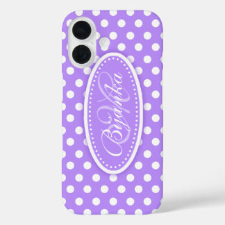 Funda iPhone 16 Punto polka llamado caso de ipad morado