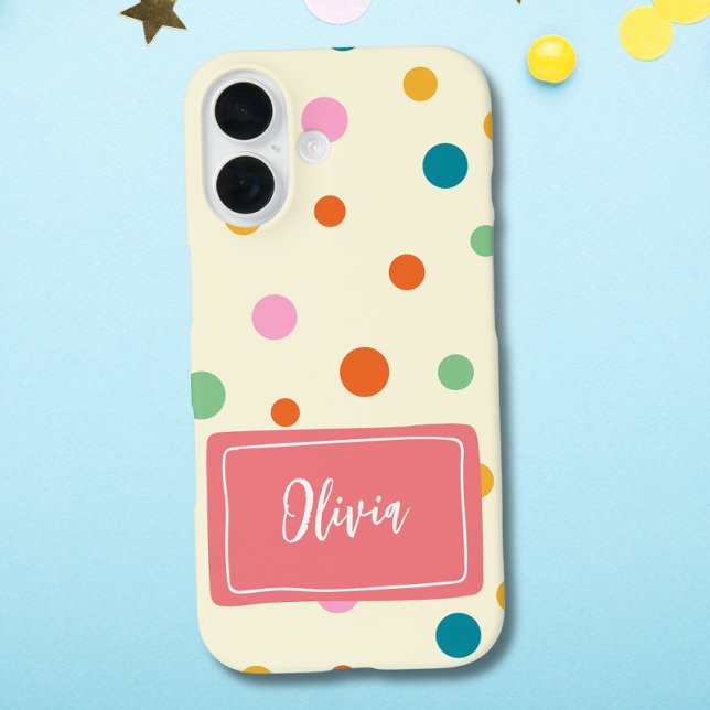 Funda iPhone 16 Puntos Coloridos Alegres Personalizados (Subido por el creador)