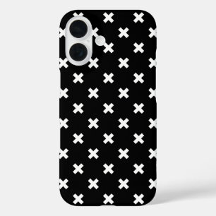 Funda iPhone 16 Puntos de cruz blancos sobre negro