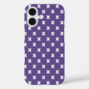 Funda iPhone 16 Puntos de cruz blancos sobre violeta ultra