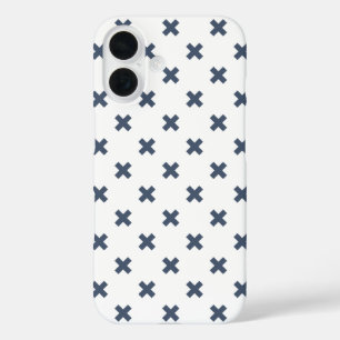 Funda iPhone 16 Puntos de cruz gris azulado sobre blanco
