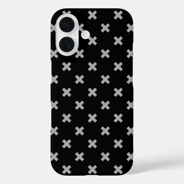 Funda iPhone 16 Puntos de cruz grises sobre negro (Reverso )