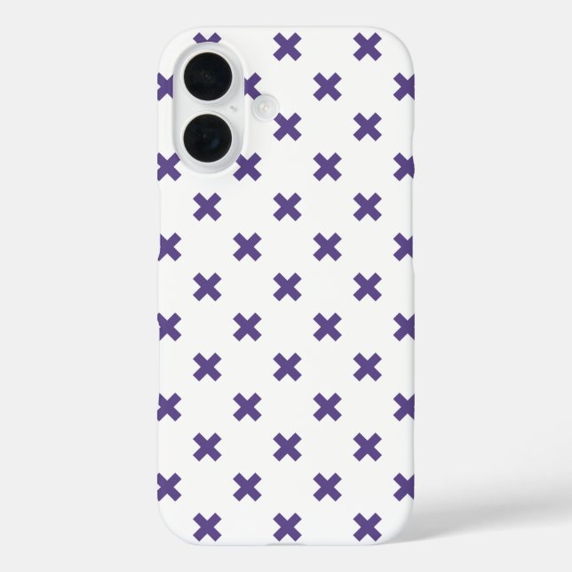 Funda iPhone 16 Puntos de cruz ultravioleta sobre blanco (Reverso )