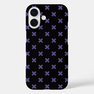 Funda iPhone 16 Puntos de cruz ultravioleta sobre negro