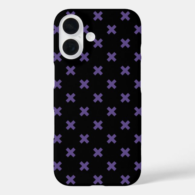 Funda iPhone 16 Puntos de cruz ultravioleta sobre negro (Reverso )