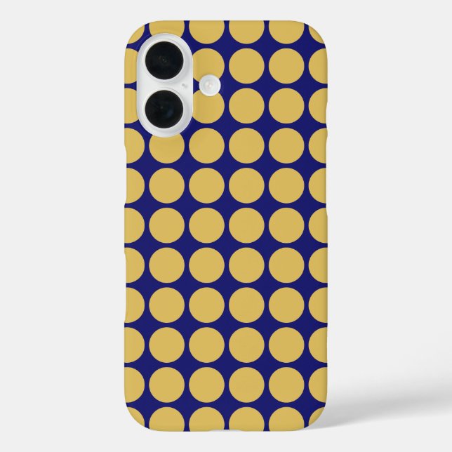Funda iPhone 16 Puntos de oro modernos de color azul oscuro único (Reverso )