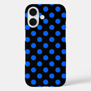 Funda iPhone 16 Puntos de polka azul y negro