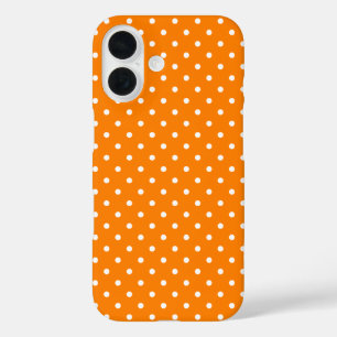 Funda iPhone 16 Puntos de Polka Blanco y naranja
