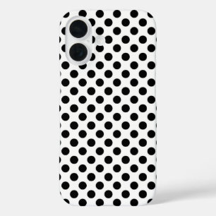 Funda iPhone 16 Puntos de Polka Negro Sobre Blanco