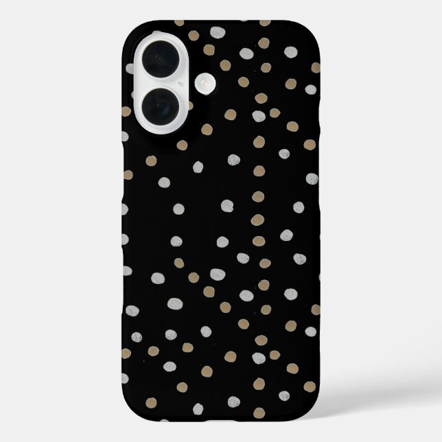 Funda iPhone 16 Puntos de Polka Plata y Oro (Reverso )