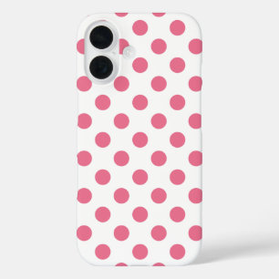 Funda iPhone 16 Puntos de polka rosa y blanco