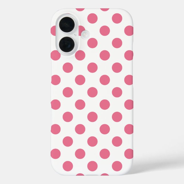 Funda iPhone 16 Puntos de polka rosa y blanco (Reverso )