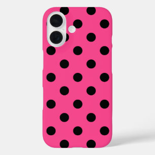 Funda iPhone 16 Puntos de polka rosados y negros