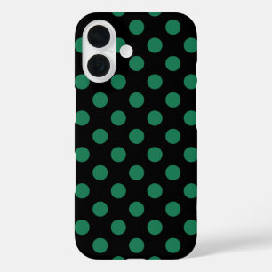 Funda iPhone 16 Puntos de polka verdes y negros