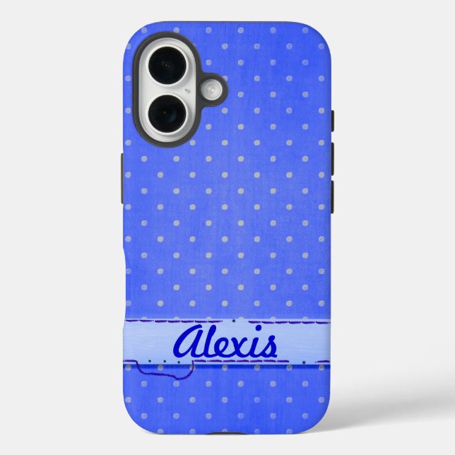 Funda iPhone 16 Puntos del alfiler azul (Reverso )