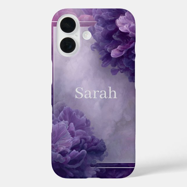 Funda iPhone 16 Purple Abstract, White Lines (Reverso )