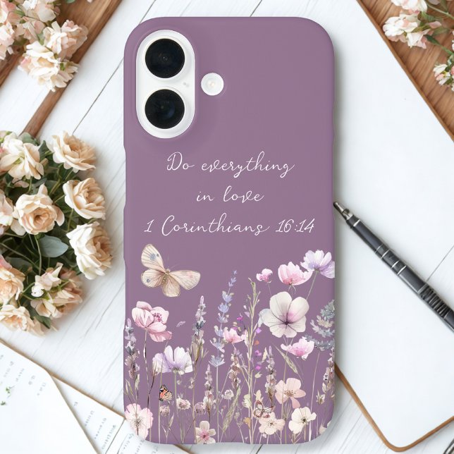 Funda iPhone 16 Purple Floral Butterfly (Subido por el creador)