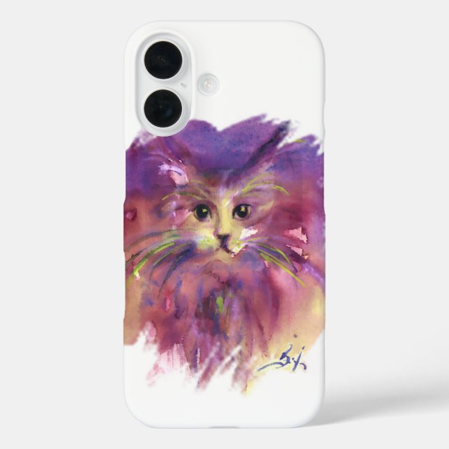 Funda iPhone 16 PURPLE KITTEN,KITTY CAT RETRAT,Blanco (Reverso )