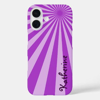 Funda iPhone 16 Purple Sunburst "Add Your Name"