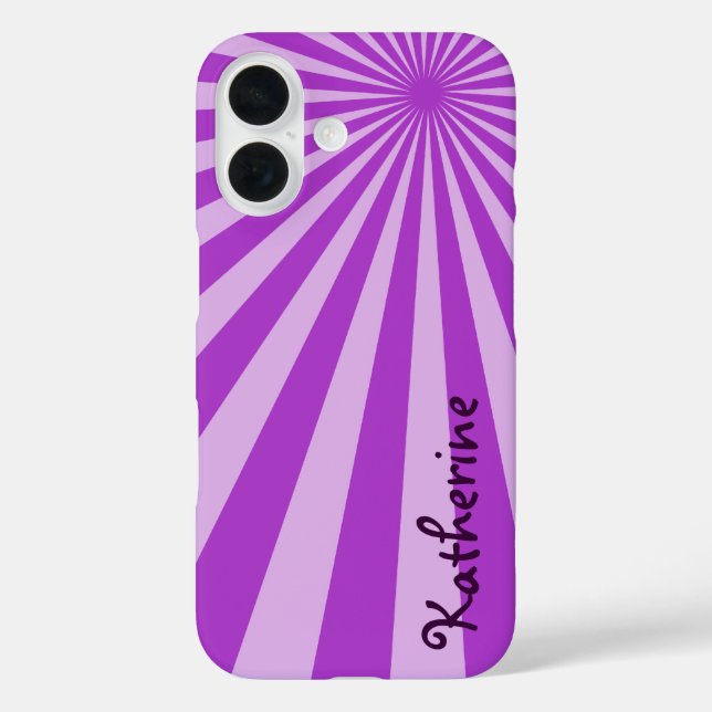 Funda iPhone 16 Purple Sunburst "Add Your Name" (Reverso )