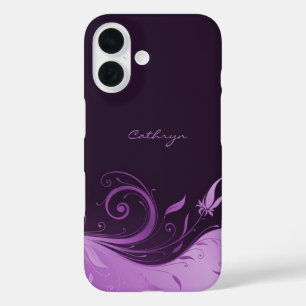 Funda iPhone 16 Púrpura Floral Swirl