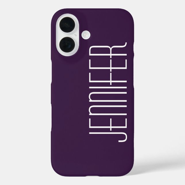 Funda iPhone 16 Púrpura oscuro, nombre personalizado Jumbo persona (Reverso )