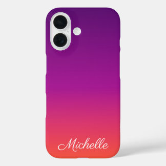 Funda iPhone 16 Púrpura, rosa y gradiente naranja