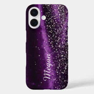 Funda iPhone 16 Púrpura y diamantes - Impresionante Barely There