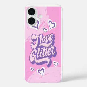 Funda iPhone 16 Purpurina de amor - Estética del corazón del girat