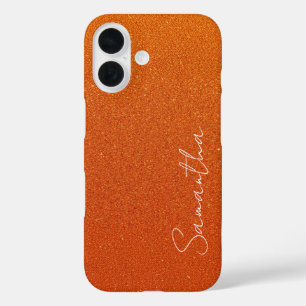Funda iPhone 16 Purpurina de Naranja de nombres personalizados