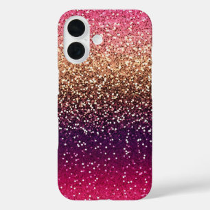Funda iPhone 16 Purpurina Ombre Rosa Oro