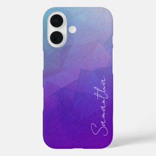 Funda iPhone 16 Purpurina personalizado abstracto azul y púrpura