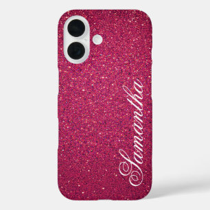 Funda iPhone 16 Purpurina rosa personalizado