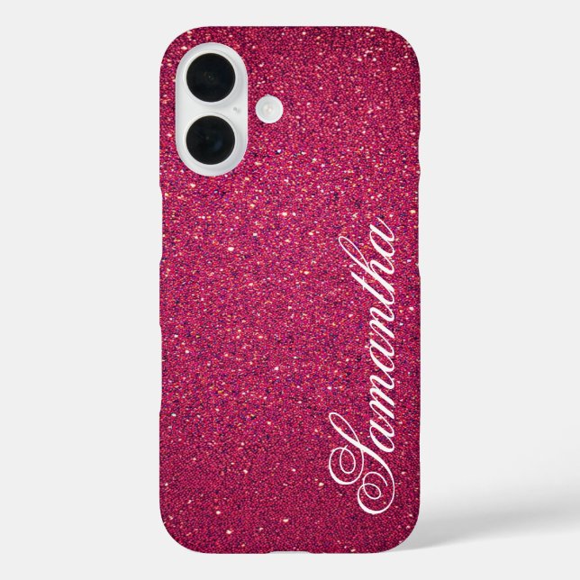 Funda iPhone 16 Purpurina rosa personalizado (Reverso )