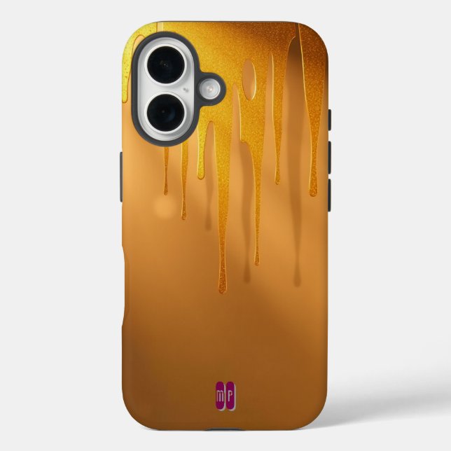 Funda iPhone 16 Purpurinas dorados con brillo cálido (Reverso )