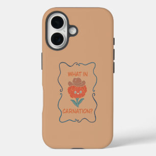 Funda iPhone 16 ¿Qué flor de clavel de vaquero divertida