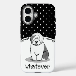 Funda iPhone 16 ¿Qué? Perro de oveja inglés viejo (gris 1) Gracios