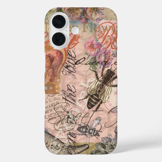 Funda iPhone 16 Queen Bee Vintage Hermoso Collage (Reverso )