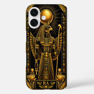 Funda iPhone 16 RA - El Dios Sol Egipcio Dorado Negro de lujo an