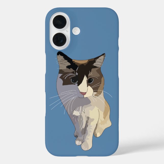 Funda iPhone 16 Ragdoll cat, Dusty Blue (Reverso )