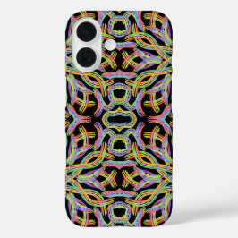 Funda iPhone 16 Rainbow Colored String Rope Pattern Art