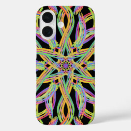 Funda iPhone 16 Rainbow Colored String Rope Pattern Art