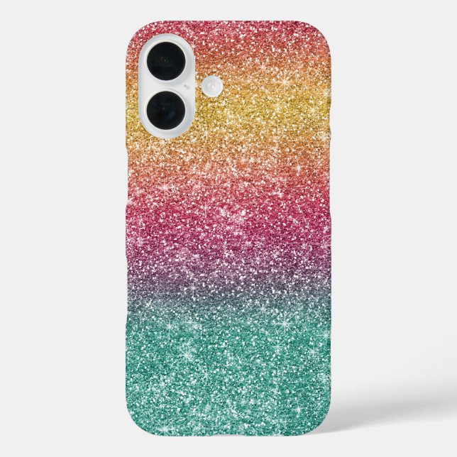 Funda iPhone 16 Rainbow Glitter  (Reverso )