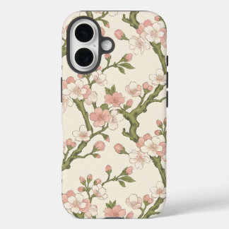 Funda iPhone 16 Rama de flor de cerezo sonrojada | Floral suave ro