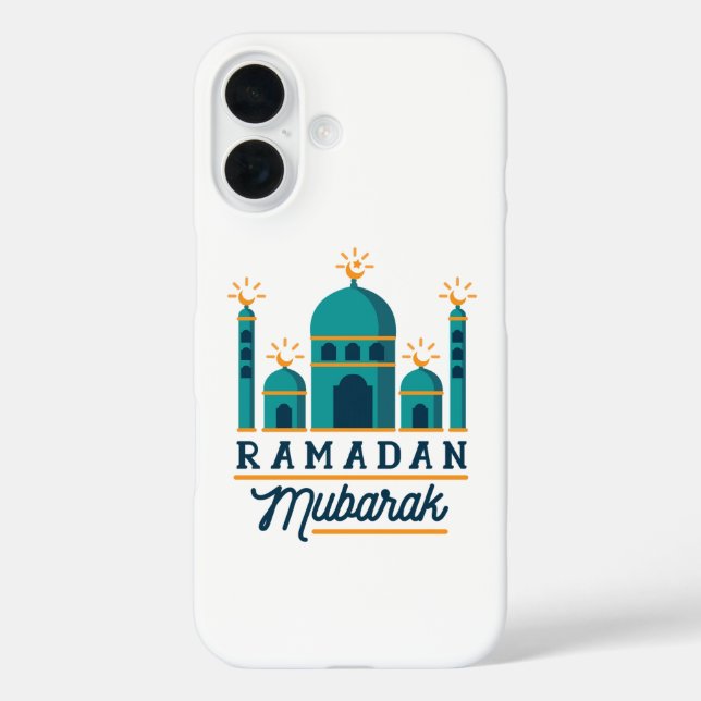 Funda iPhone 16 Ramadan Mubarak Mosque Crescent Art (Reverso )