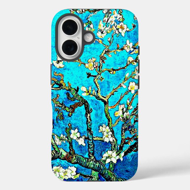 Funda iPhone 16 Ramas con flores de almendro, (Reverso )